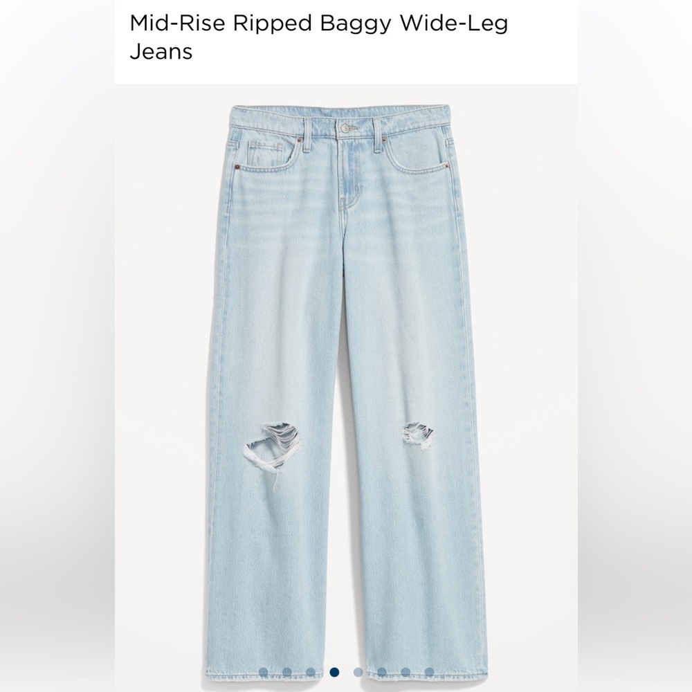 Old Navy Mid-Rise Ripped Baggy Wide-Leg Jeans - Light Distressed